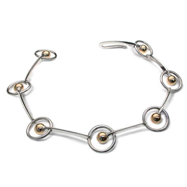 Silver & 9ct gold bead hoop bracelet Bangle Church House