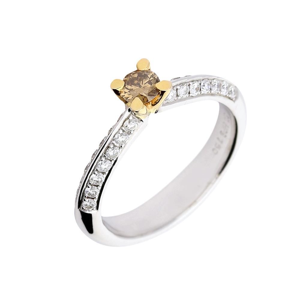 18ct white gold 0.27ct natural cognac diamond Ring Buchwald