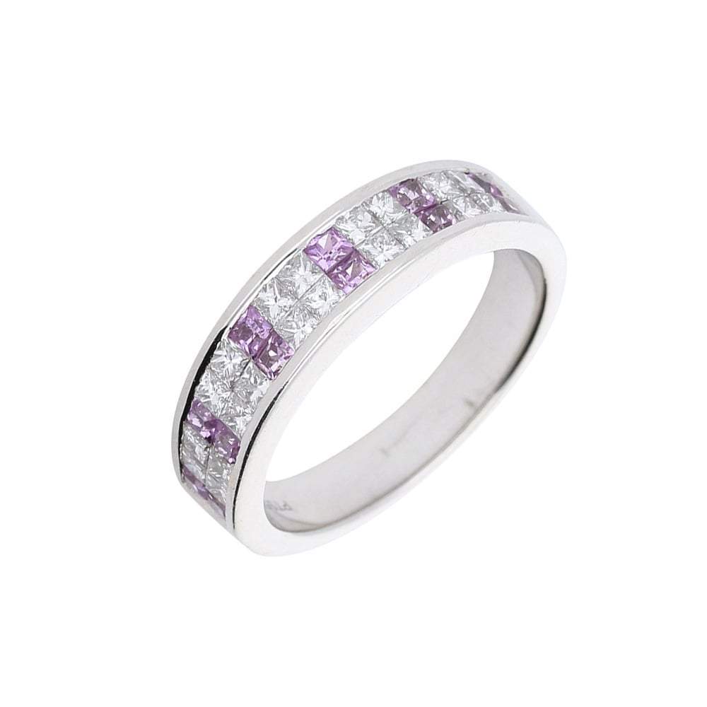 Platinum 0.72ct diamond and pink sapphire half eternity ring Ring Buchwald