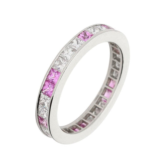 Platinum 1.26ct diamond & pink sapphire full eternity band Ring Christopher Wharton