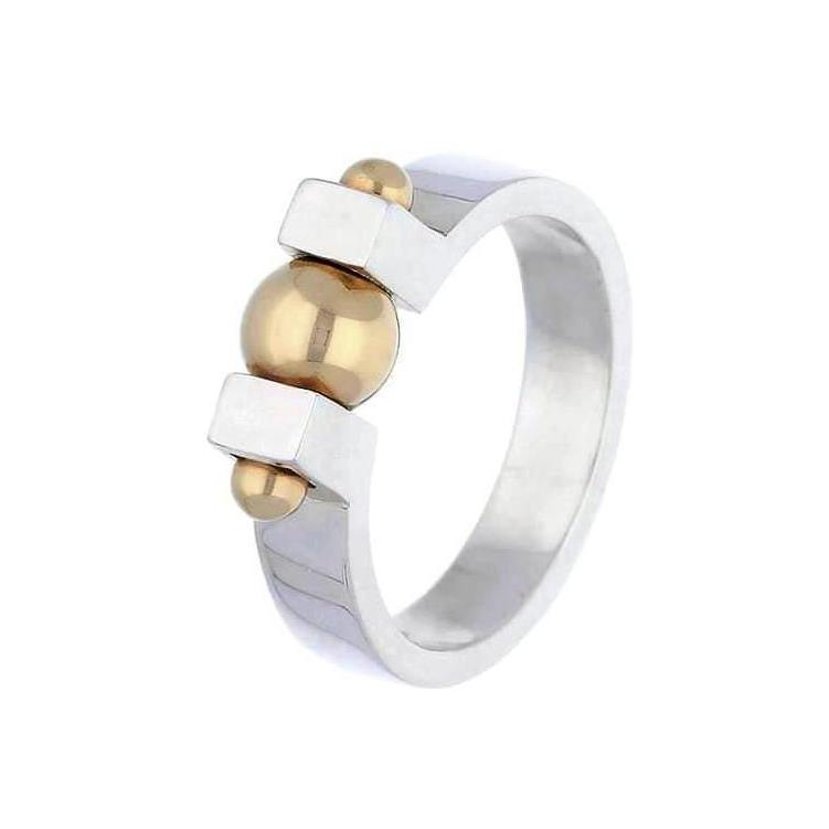 Silver gold bead bolt ring Ring Church House   