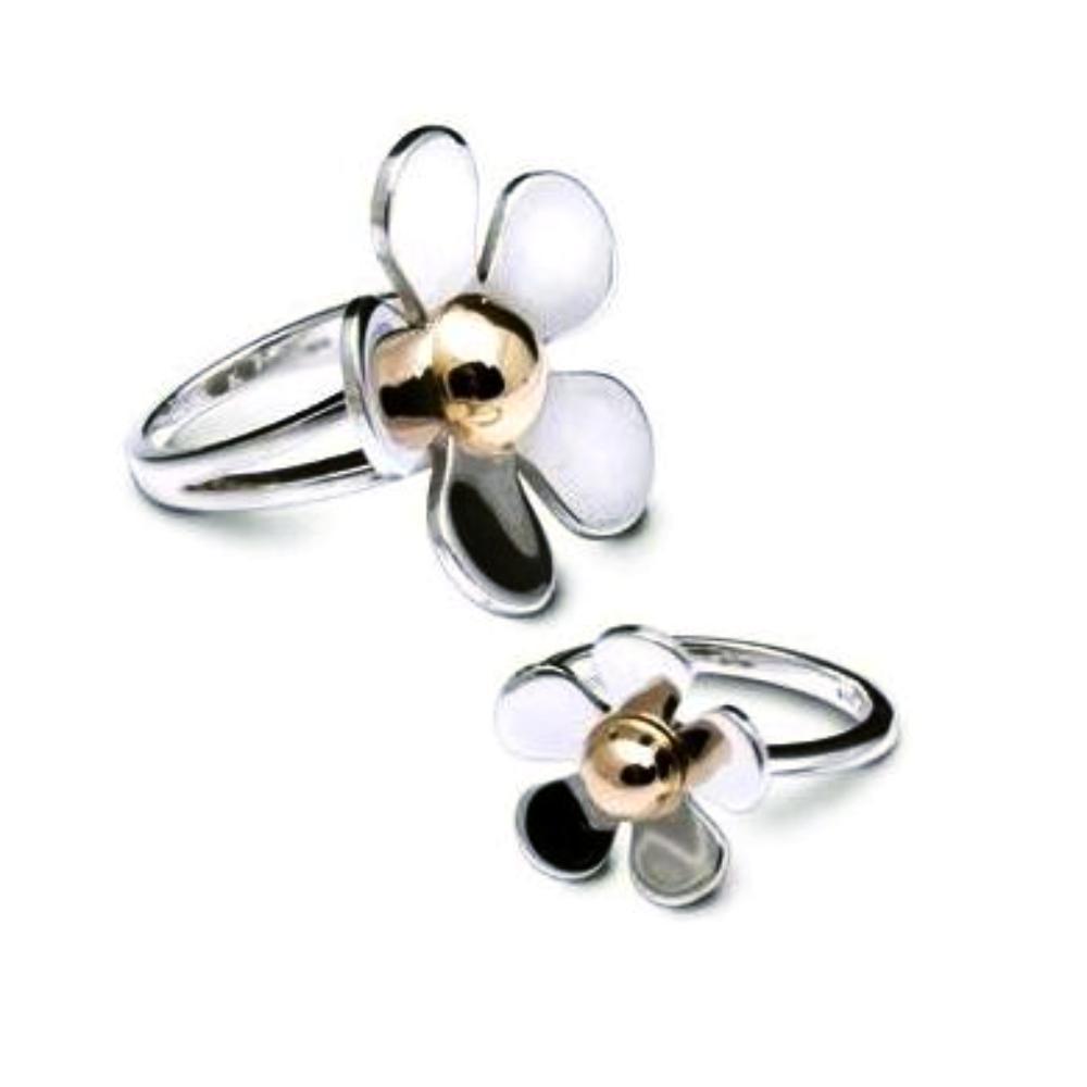 Silver & 9ct gold bead small daisy ring Ring Church House
