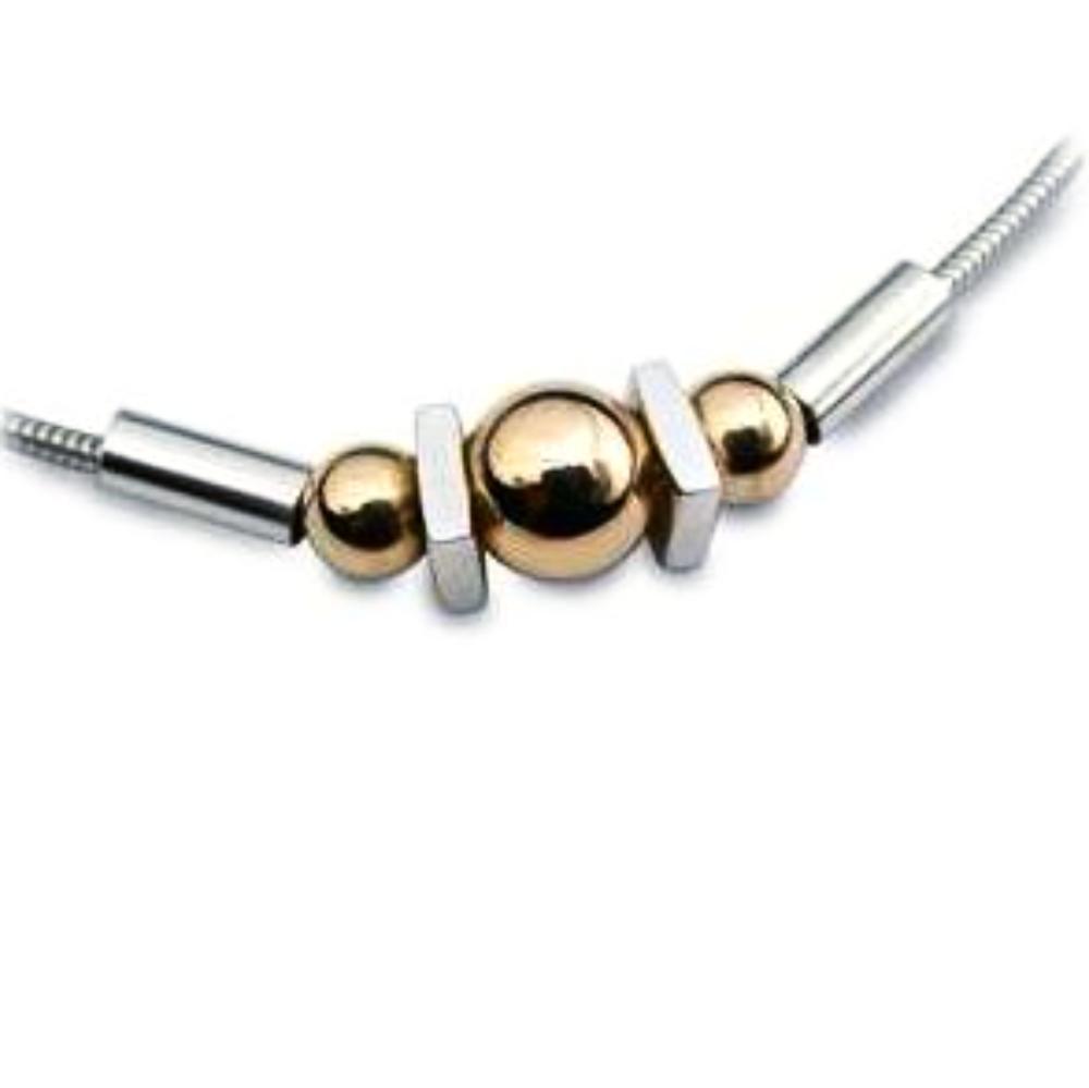 Silver & 9ct gold triple bead necklace Pendant Church House