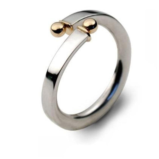 Silver & 9ct gold bead torque ring Ring Church House