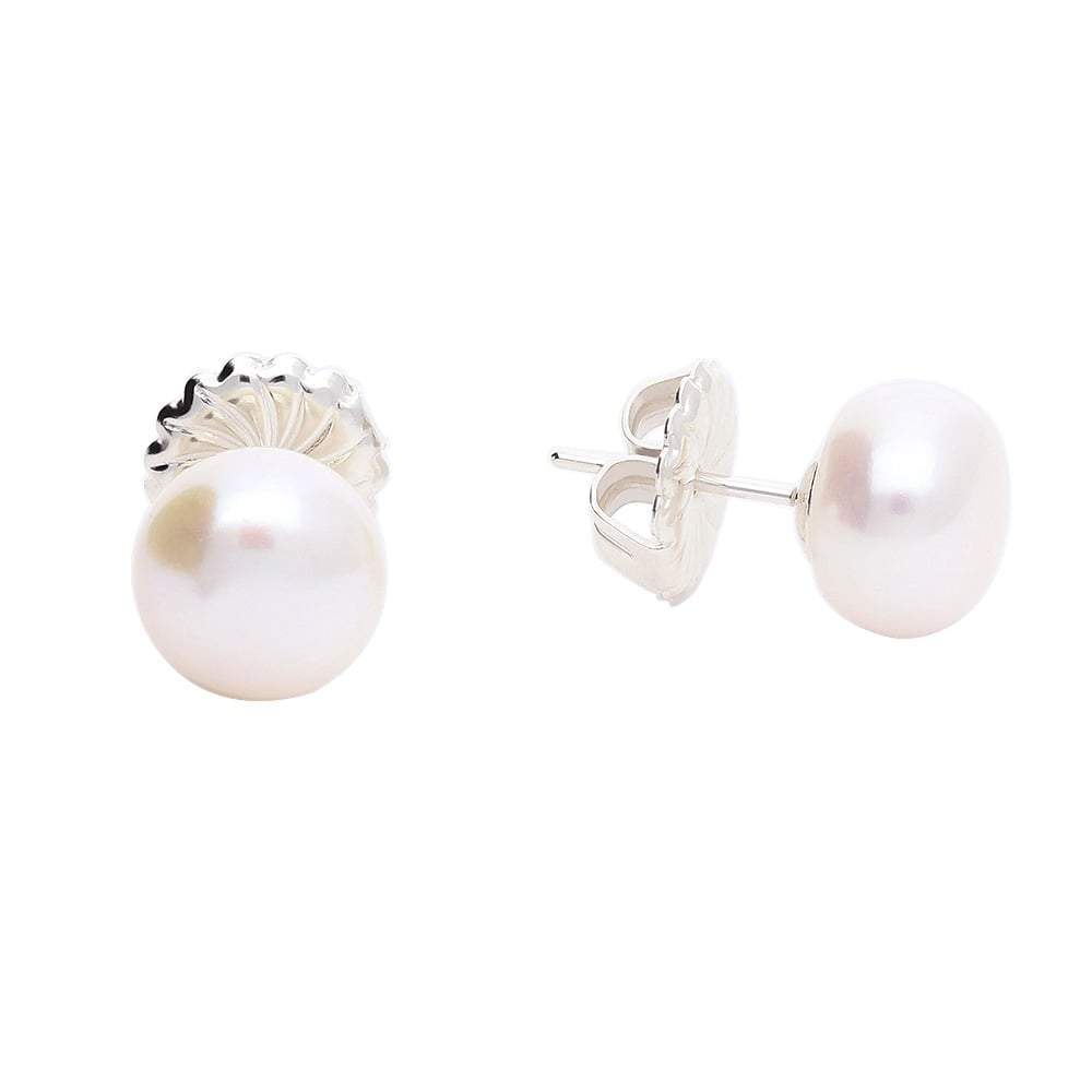 Silver and white 10mm pearl stud earrings| Rock Lobster Earrings Claudia Bradby