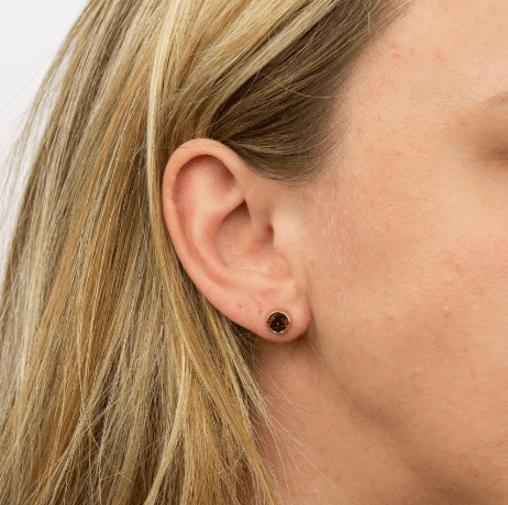 Crystal Birthstone Earrings Gold Plated Silver - Select Month Earrings Gecko