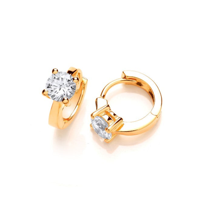 Tiny Gold Vermeil & Cubic Zirconia Huggie Earrings Earrings Cavendish French