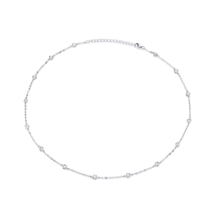 Adorable Silver & Cubic Zirconia Solitaires Necklace Necklace Cavendish French