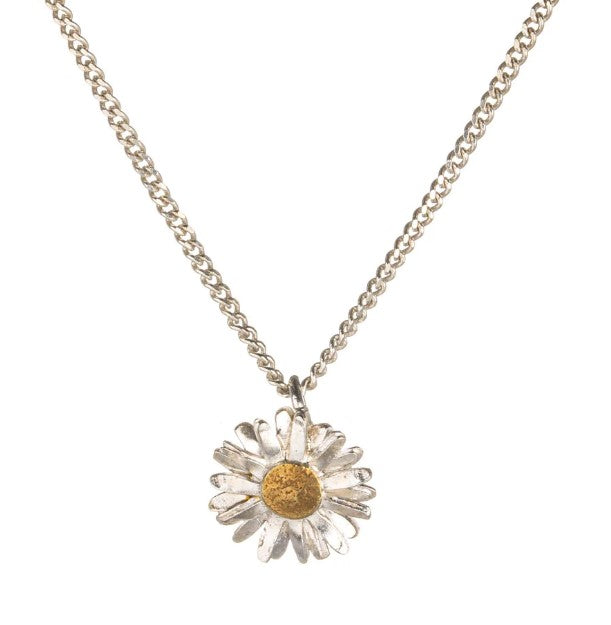 Sterling Silver and Gold Tiny Daisy Necklace Necklaces Amanda Coleman   