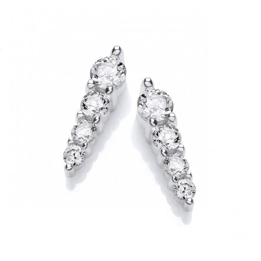 Silver cubic zirconia graduated stud earrings Earrings Cavendish French
