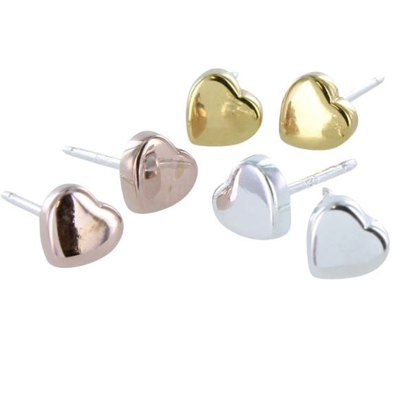 Silver tiny heart stud earrings Earrings Reeves & Reeves