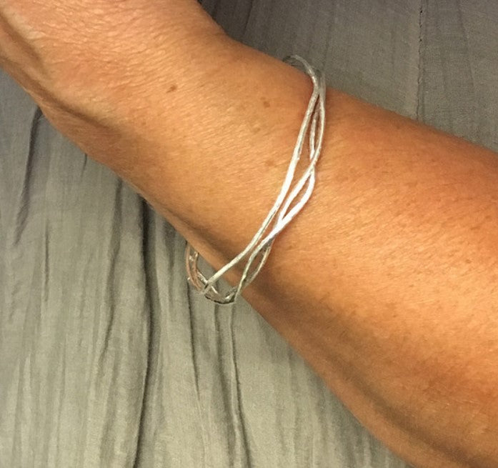 Delicate Fine Textural Silver 3 Ring Bangle Bangles Cavendish French