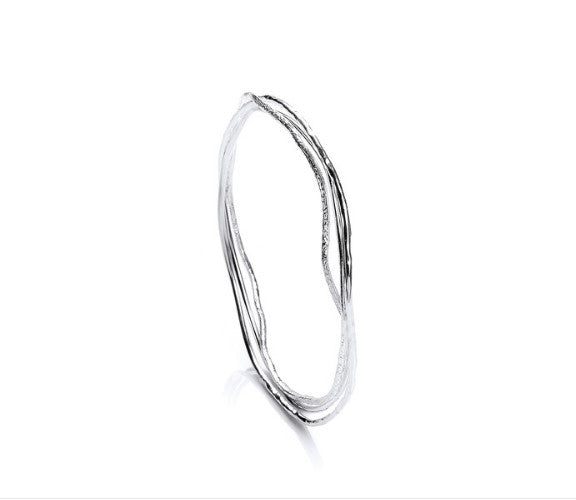 Delicate Fine Textural Silver 3 Ring Bangle Bangles Cavendish French Default Title