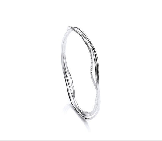 Delicate Fine Textural Silver 3 Ring Bangle Bangles Cavendish French   