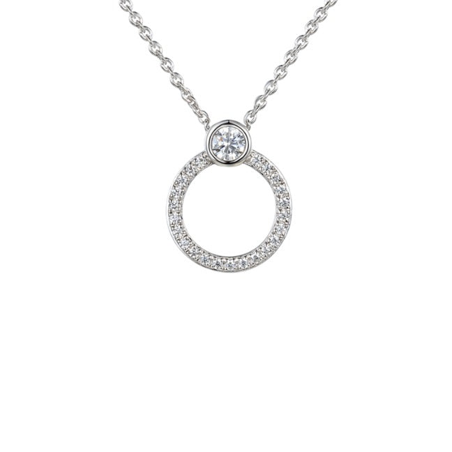 Silver and cubic zirconia hoop pendant Pendant Amore