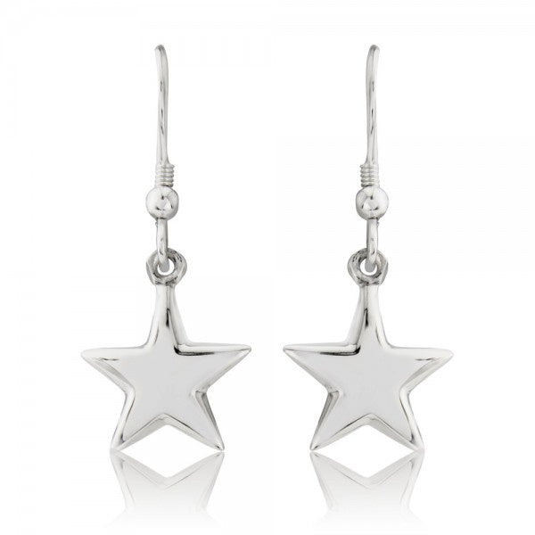 Silver puff star hook earrings Earrings Trink