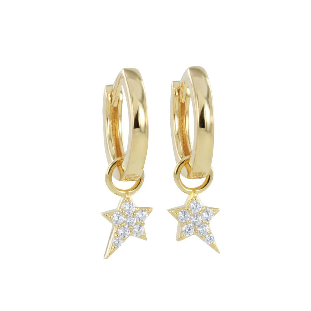 Gold cubic zirconia starry night hoop earrings Earrings Reeves & Reeves