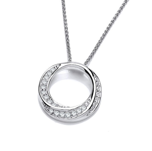 Silver enfolding Swirly Circle Pendant Pendant Cavendish French