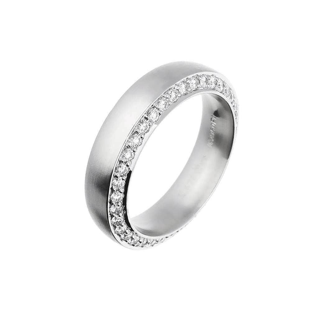 Comfort fit platinum band with brilliant cut side set diamonds 0.47ct Ring Henrich & Denzel