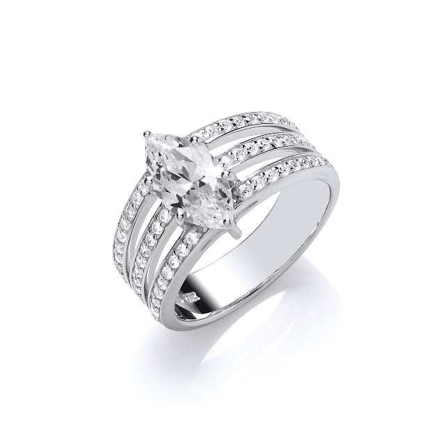 Silver 2025 marquise ring
