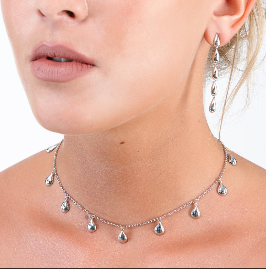 Silver teardrops necklace Necklace Lucy Q