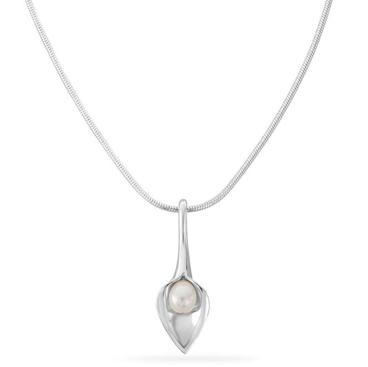 Amanda Cox Silver small white pearl short calla lily pendant Pendant Amanda Cox