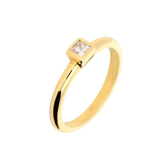 18ct yellow gold 0.15ct princess cut natural diamond ring size L Ring Jeremy Hoye