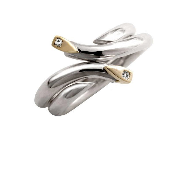 Silver & 9ct gold Diamond interlocking ring Ring Church House M