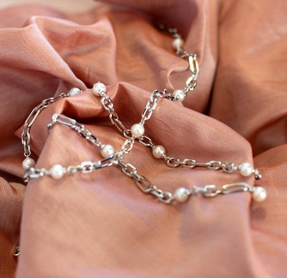 Revival Astoria Figaro Pearl Chain Link Multi Wear Station Necklace Necklaces Kit Heath