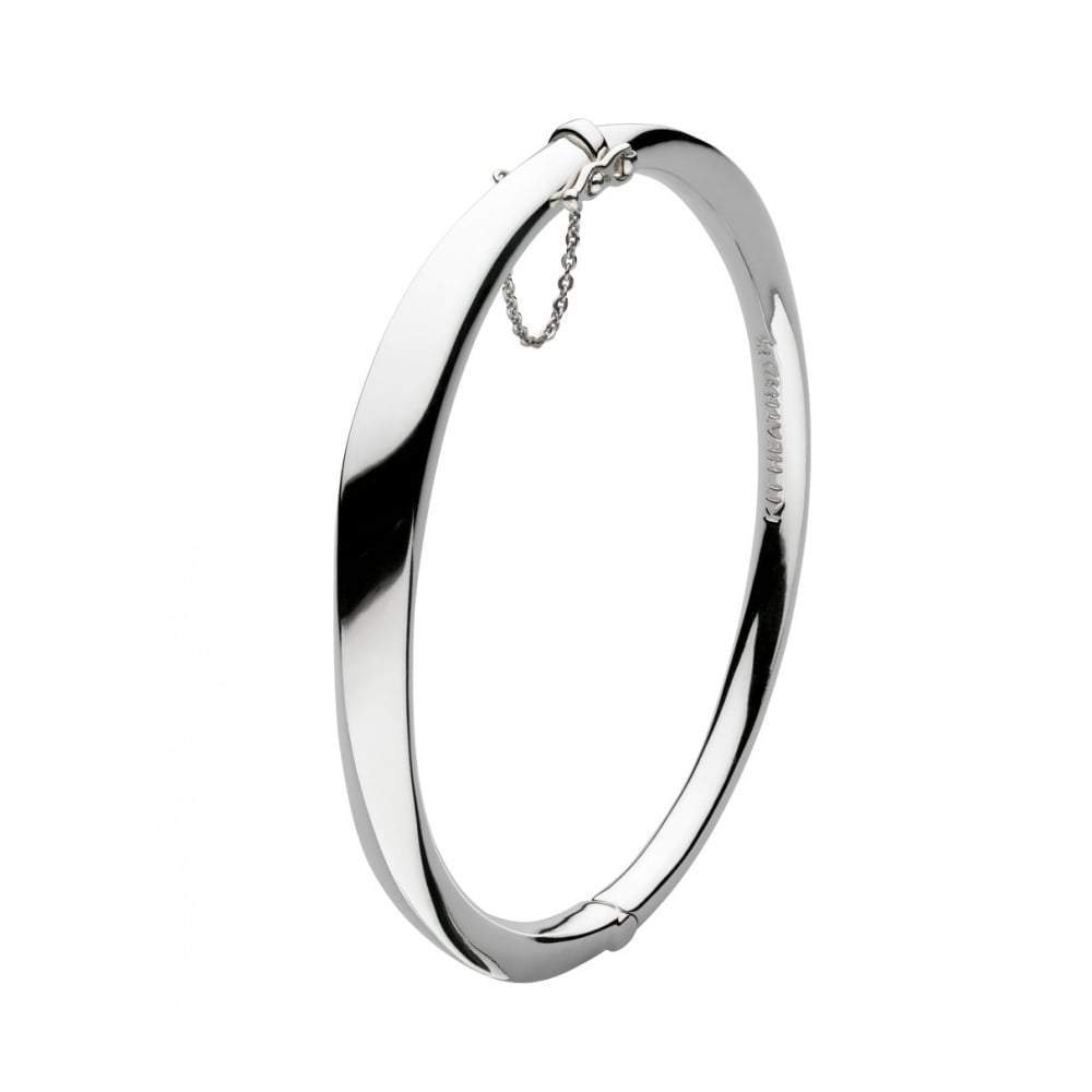 Kit Heath Silver bevel curve hinged bangle Bangle Kit Heath   