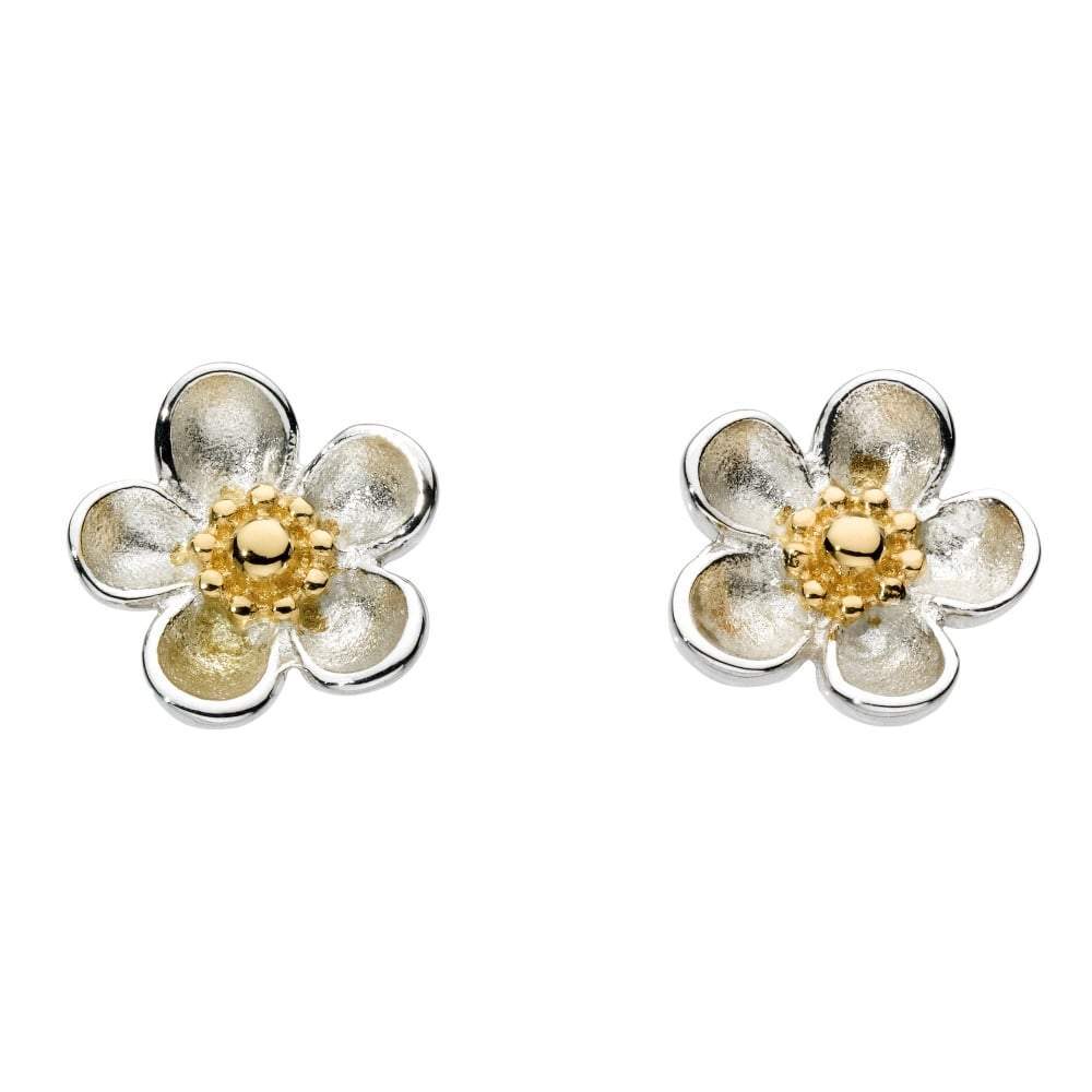 Kit Heath Silver Gold blossom woodrose studs Earrings Kit Heath