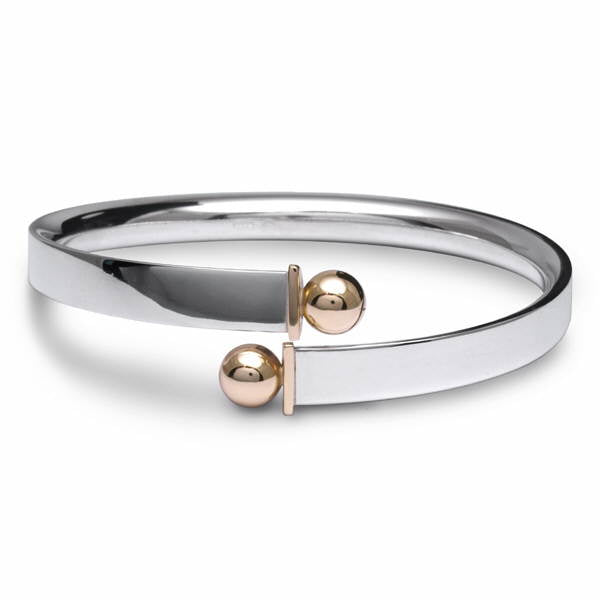 Silver & 9ct gold bead overlap bangle Bangle Church House