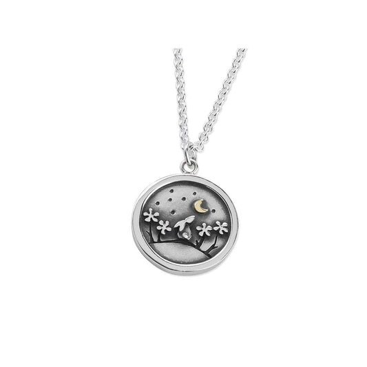 Linda Macdonald Silver and gold lucky penny bunny and cresent moon pendant Pendant Linda Macdonald   