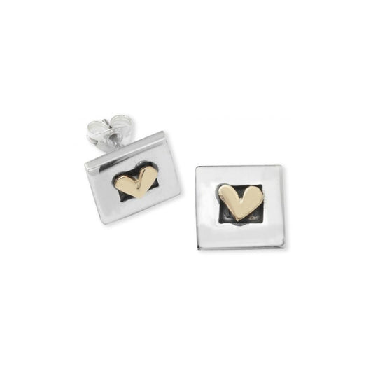 Linda Macdonald Silver gold petite heart studs Earrings Linda Macdonald   