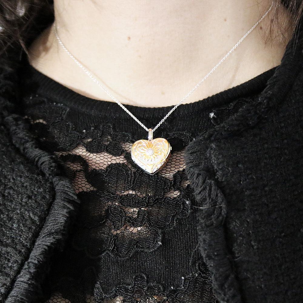 Lola Locket Silver and yellow gold Darcy heart locket Locket Lola Locket