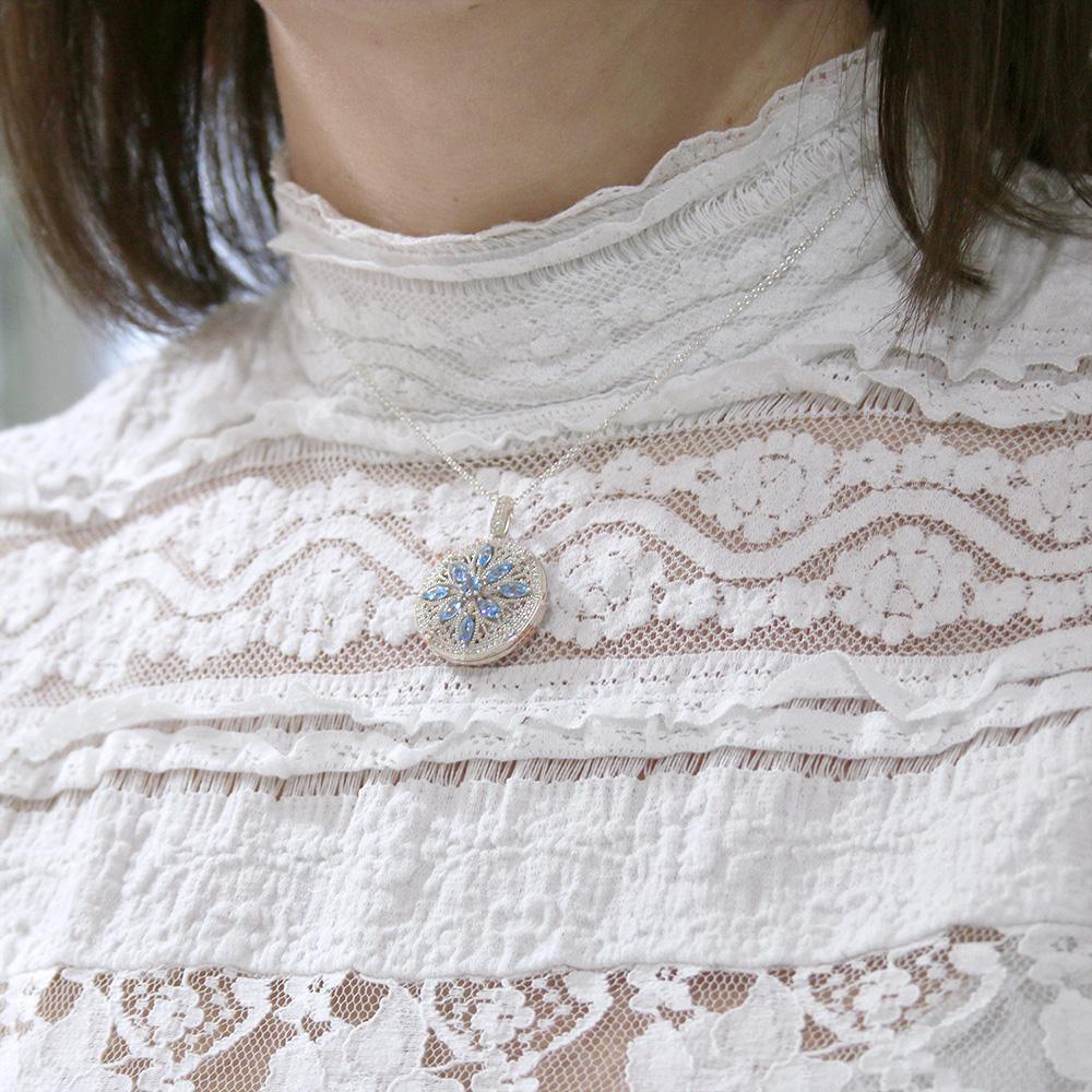 Lola Locket Silver blue Aerin locket Locket Lola Locket
