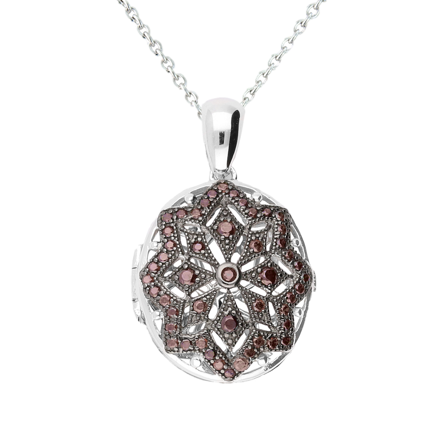 Lola Locket Silver Tilda locket with black/red cubic zirconia stones Locket Lola Locket   