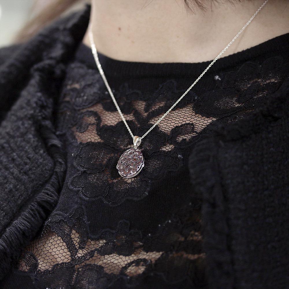 Lola Locket Silver Tilda locket with black/red cubic zirconia stones Locket Lola Locket