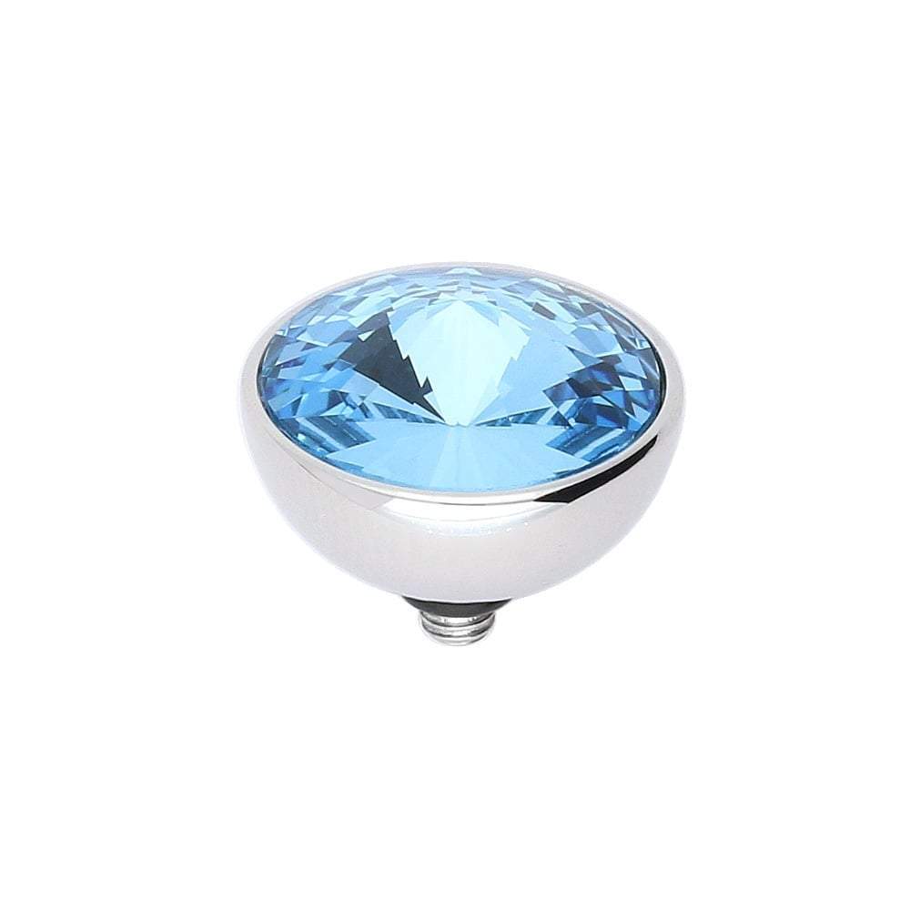 Qudo Steel aquamarine swarovski 13mm bottone ring top Ring Topper Qudo Composable Rings