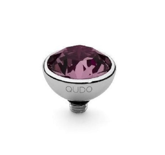 Qudo Bottone Silver and Purple Amethyst Ring Gem Top, 10mm 627254 Ring Topper Qudo Composable Rings