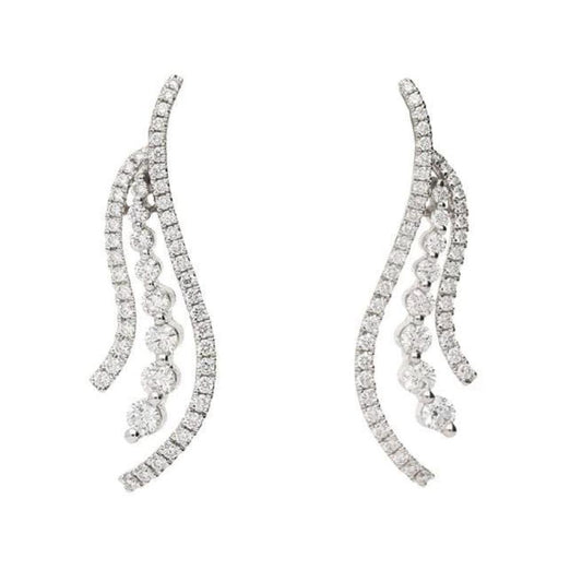 18ct white gold 1.46 ct diamond cascade drop earrings Earrings Not specified