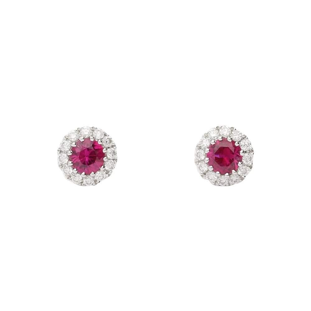 18ct white gold ruby and diamond halo stud earrings Earrings Rock Lobster