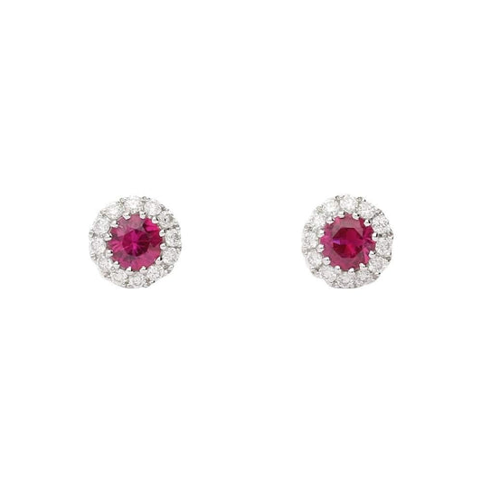 18ct white gold ruby and diamond halo stud earrings Earrings Rock Lobster
