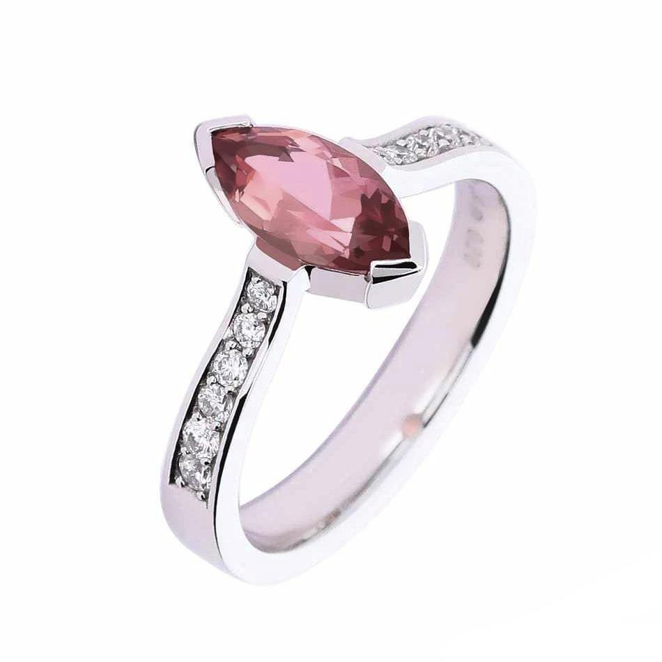 18ct white gold tourmaline diamond ring Ring Hans Rivoir