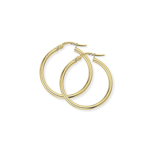 9ct yellow gold fine medium hoops Earrings Stubbs