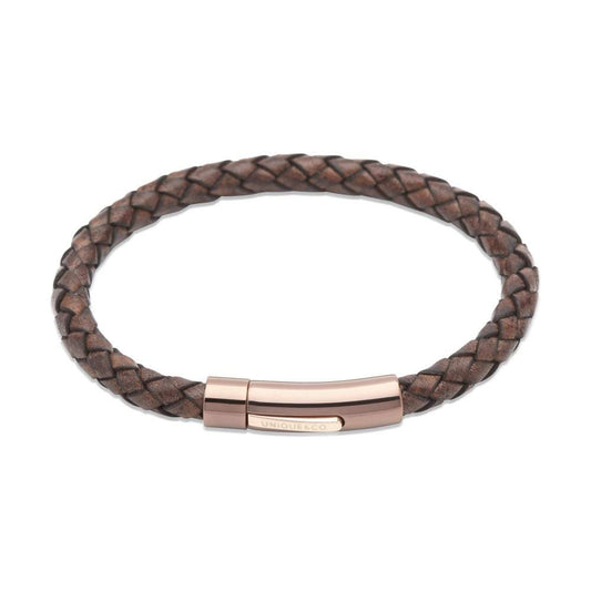 Antique brown plaited bracelet with rose gold steel clasp Bracelet Unique