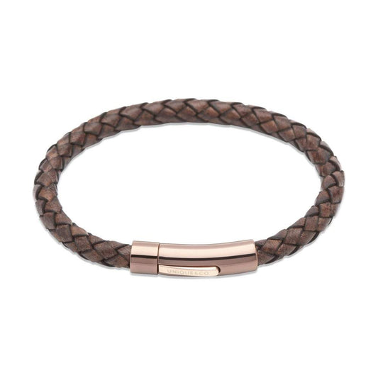 Antique brown plaited bracelet with rose gold steel clasp Bracelet Unique   