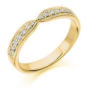 Diamond 0.20ct shaped milgrain edge 1/2 eternity ring Ring Gemex 18ct yellow gold *