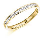 Diamond 0.30ct channel set baguette 1/2 eternity band Ring Gemex 18ct yellow gold *