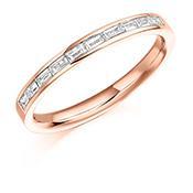 Diamond 0.30ct channel set baguette 1/2 eternity band Ring Gemex 18ct rose gold *